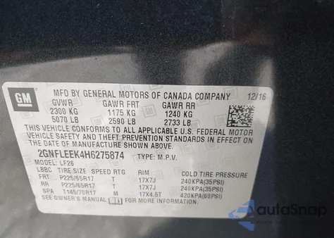 2017 Chevrolet Equinox Ls from USA, damaged, VIN 2GNFLEEK4H6275874